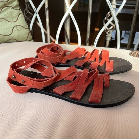 Free‎ People Sunever Suede Gladiator Sandal in Red Size 10 - Picture 4 of 10